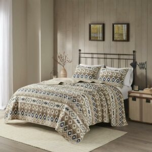 Woolrich Montana Printed Cotton Oversized Quilt Mini Set, Full/Queen, Tan