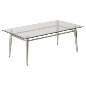 Brooklyn Glass Top Coffee Glass Table in Brushed Nickel Finish