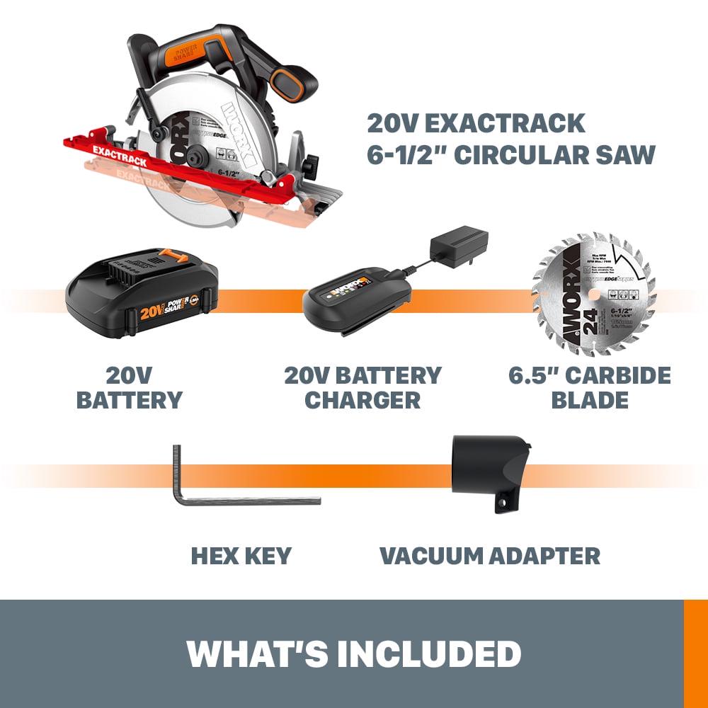 Worx WX530L 20V Power Share ExacTrack 6.5" Cordless Circular Saw - Image 6