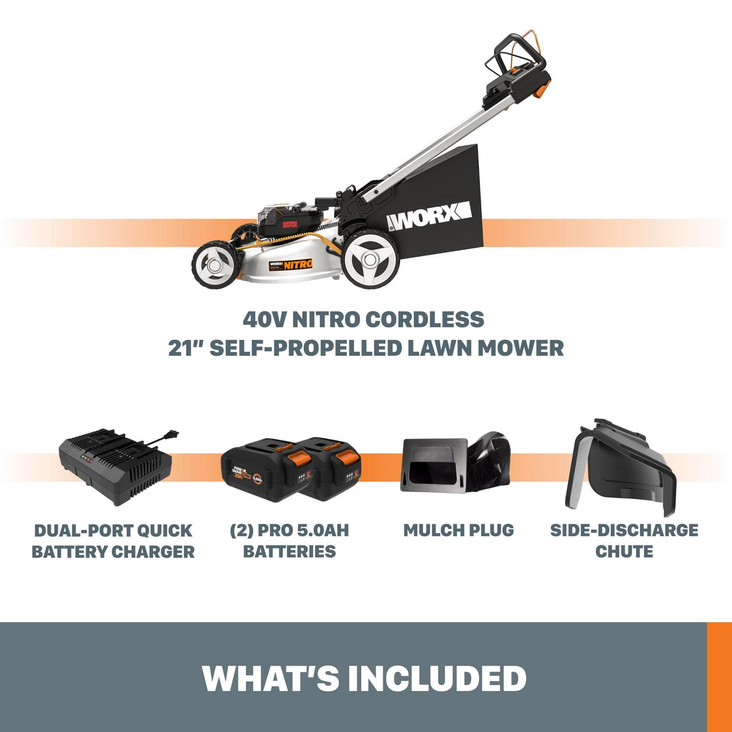 Worx Nitro WG753 40V Power Share PRO 21" Cordless Self-Propelled Lawn Mower - Image 6