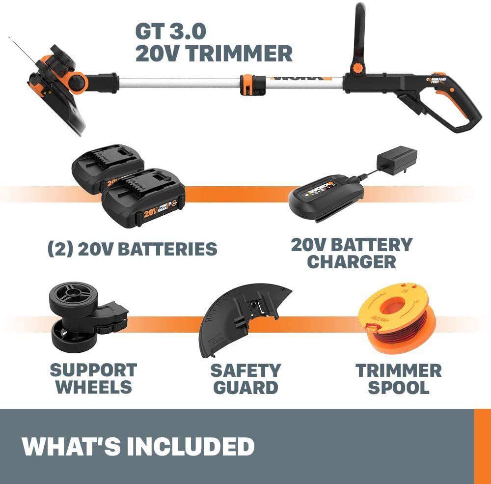 Worx WG163 20V Power Share GT 3.0 Cordless 12" String Trimmer & Wheeled Edger - Battery & Charger Included - Image 4