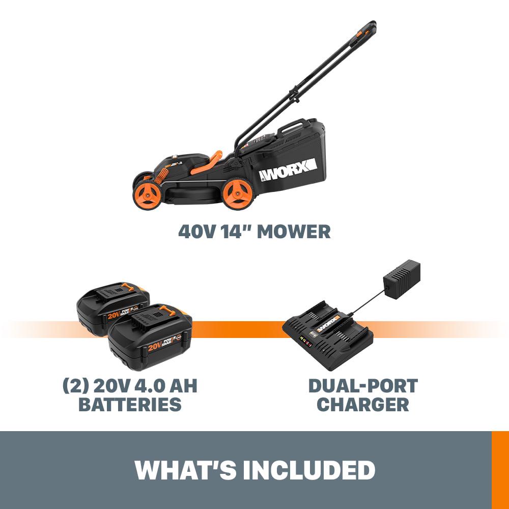 Worx WG779 40V Power Share 4.0Ah 14" Cordless Lawn Mower (Battery and Charger Included) - Image 2