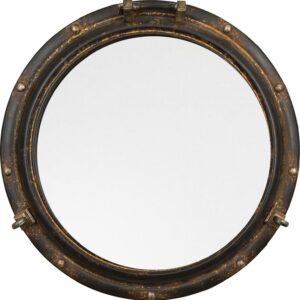 Creative Co-Op Round Metal Porthole Wall Mirror, Rust