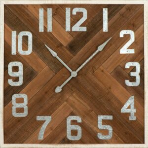 Woven Paths 36" Square Stained Wood Wall Clock