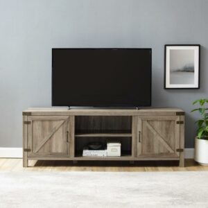 Walker Edison Farmhouse Barn Door TV Stand for TVs up to 80", Grey Wash