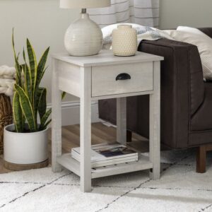 Walker Edison Modern Farmhouse 1 Drawer End Table, Stone Grey