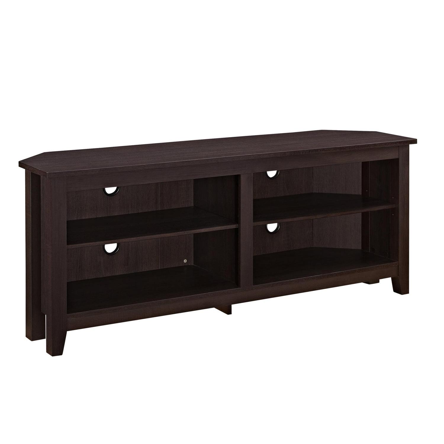 Woven Paths Farmhouse Corner TV Stand for TVs up to 65", Espresso - Image 5