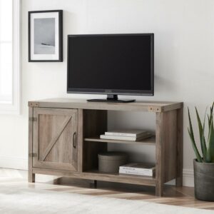 Walker Edison Farmhouse Barn Door TV Stand for TVs up to 50", Grey Wash