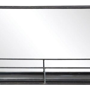 Creative Co-Op Wide Metal Framed Rectangle Wall Mirror with Shelf, Black