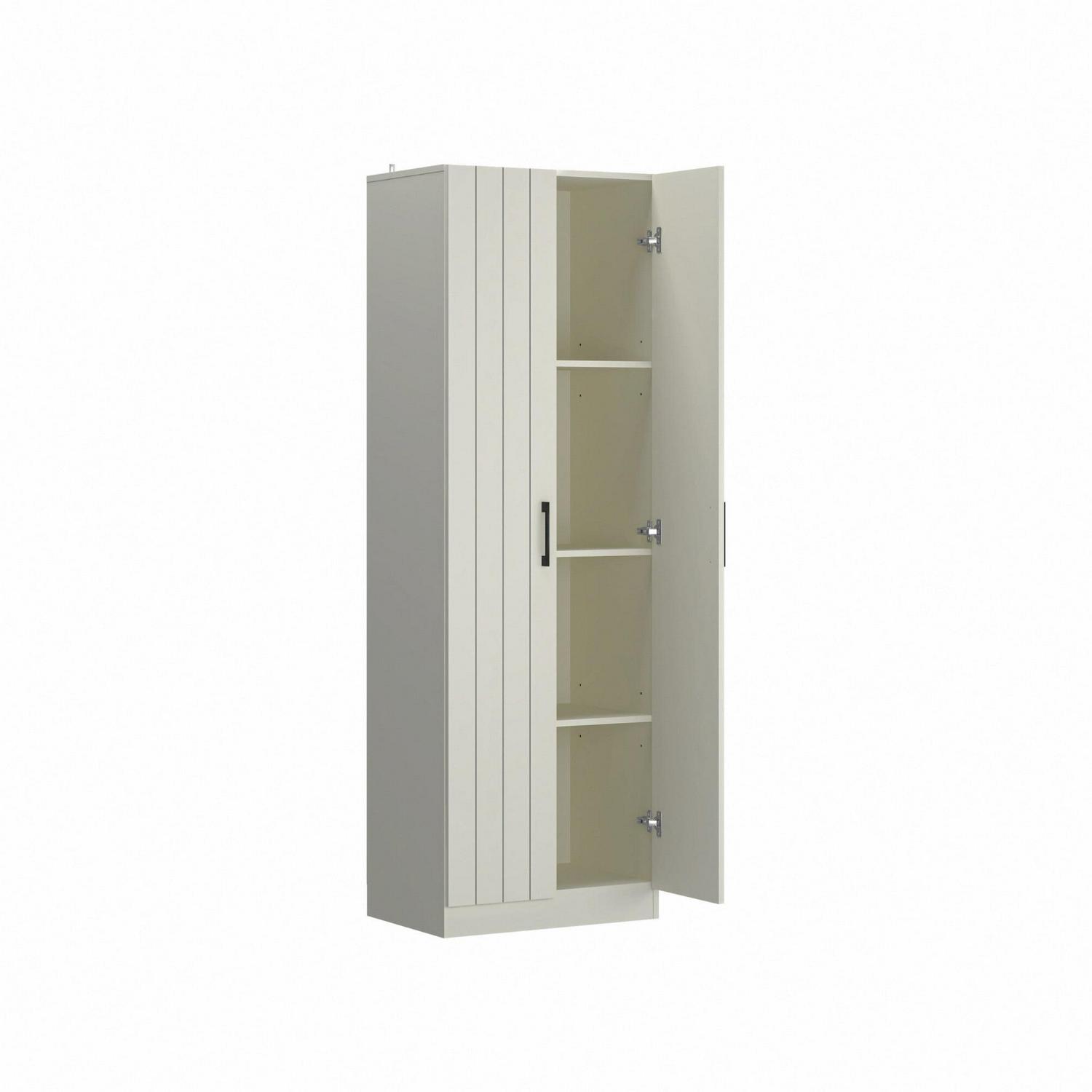 Woven Paths Lancaster Wood Kitchen Pantry with 2 Doors and 4 Shelves, Ivory - Image 11