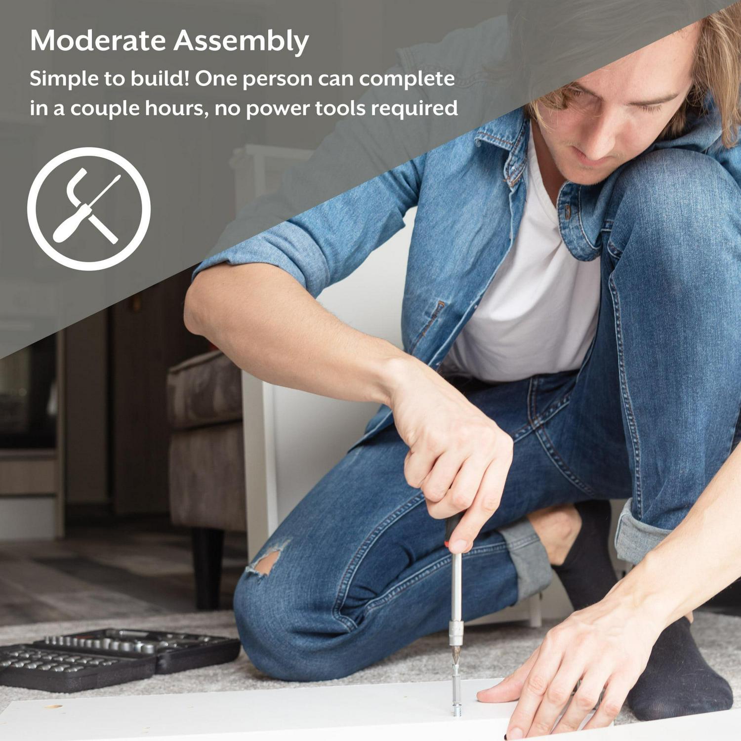 Woven Paths Lancaster Wood Kitchen Pantry with 2 Doors and 4 Shelves, Ivory - Image 6