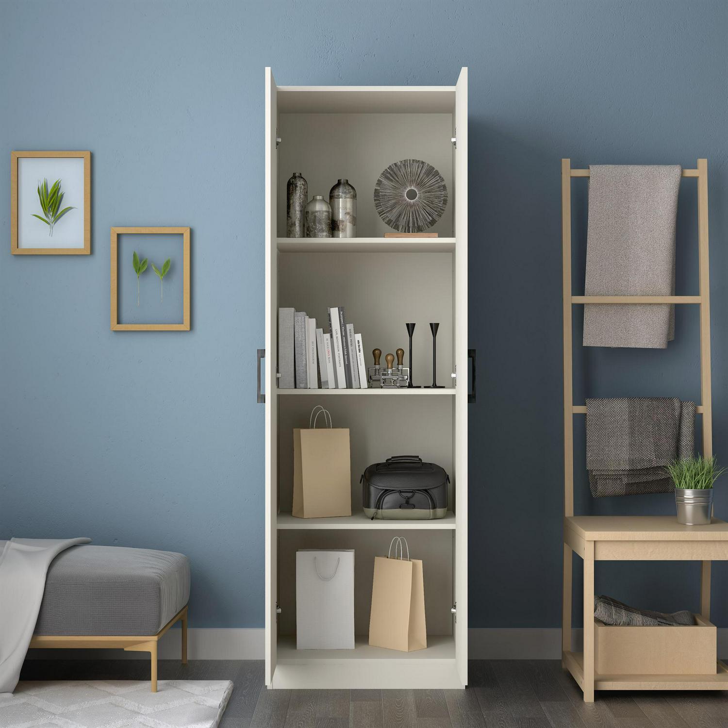 Woven Paths Lancaster Wood Kitchen Pantry with 2 Doors and 4 Shelves, Ivory - Image 8