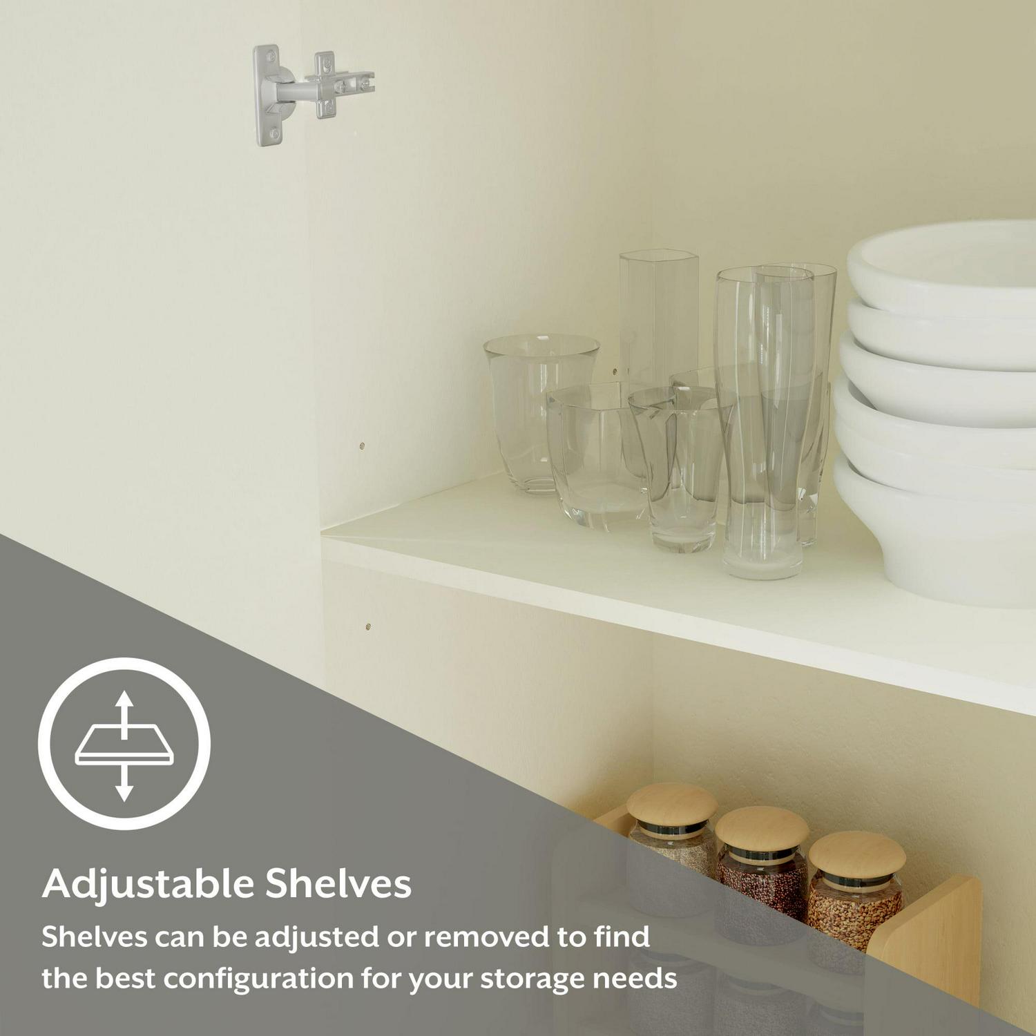 Woven Paths Lancaster Wood Kitchen Pantry with 2 Doors and 4 Shelves, Ivory - Image 16