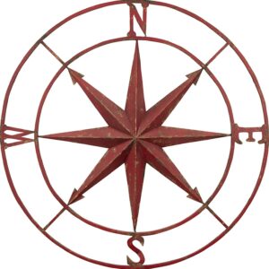 Creative Co-Op Metal Compass Wall Décor, Red