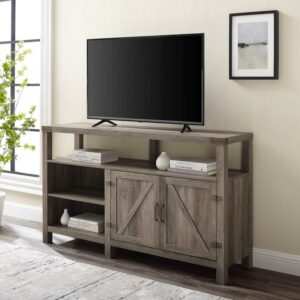 Walker Edison Modern Farmhouse TV Stand for TVs up to 64", Grey Wash
