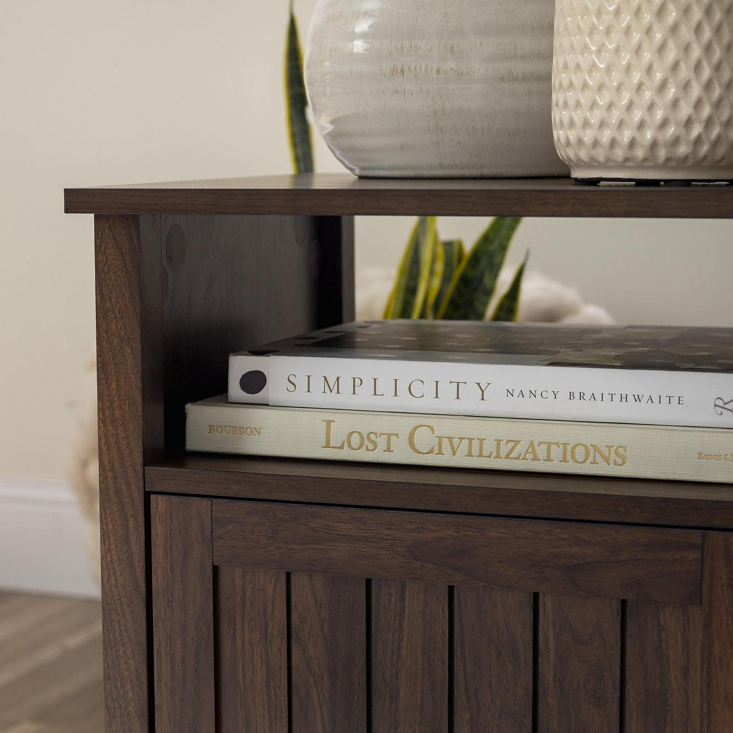 Walker Edison Modern Open Shelf End Table, Dark Walnut - Image 6