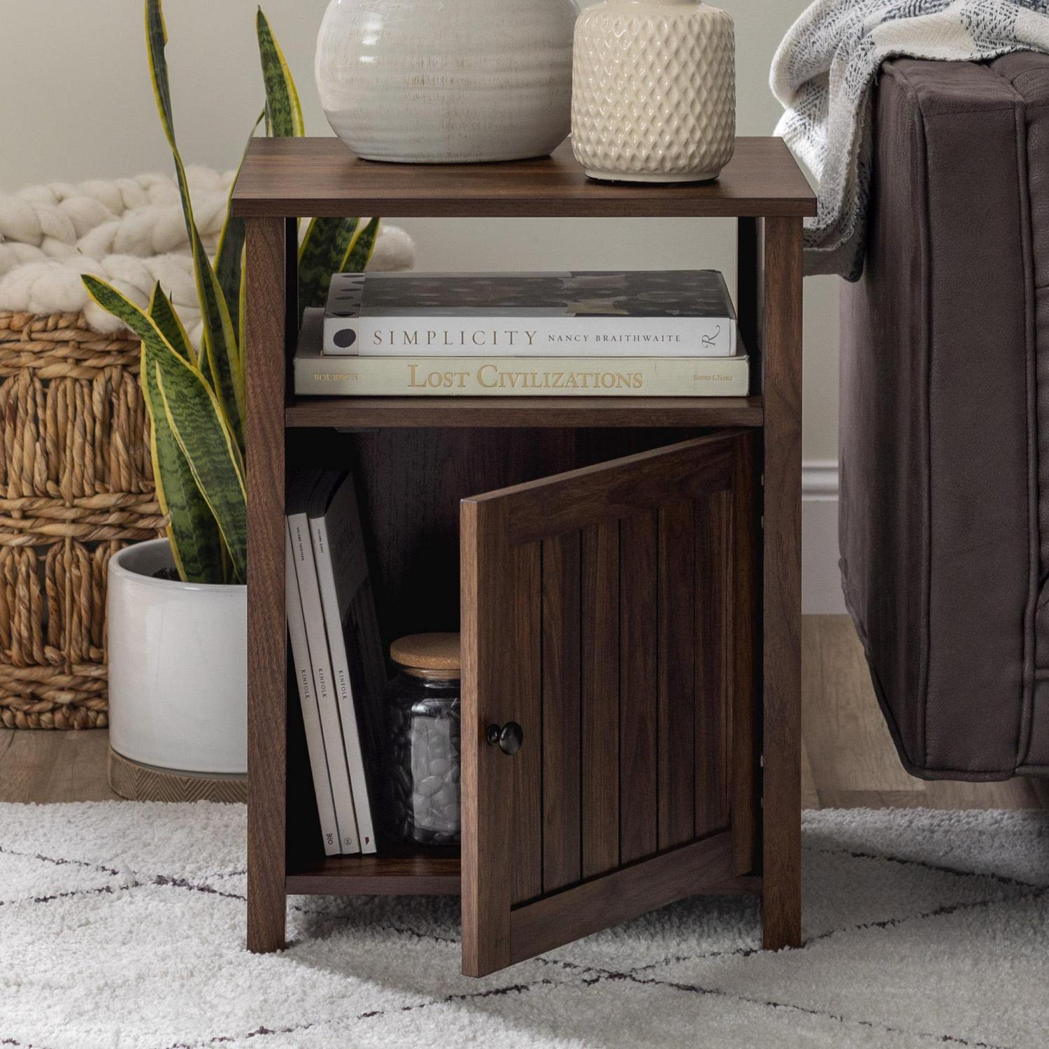 Walker Edison Modern Open Shelf End Table, Dark Walnut - Image 5