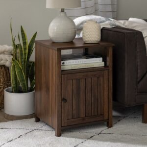 Walker Edison Modern Open Shelf End Table, Dark Walnut