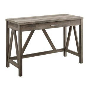 Walker Edison Rustic Farmhouse Computer Writing Desk with Drawer, Grey Wash