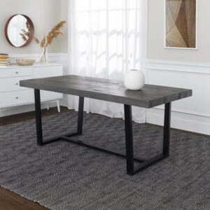 Walker Edison Rustic Farmhouse Solid Wood Dining Table, Grey