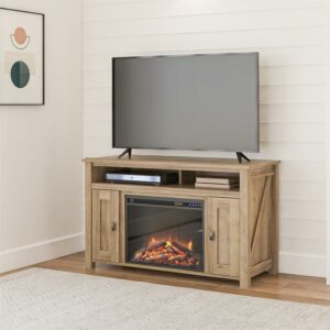 Woven Paths Scandi Farmhouse Electric Fireplace TV Console for TVs up to 50", Natural