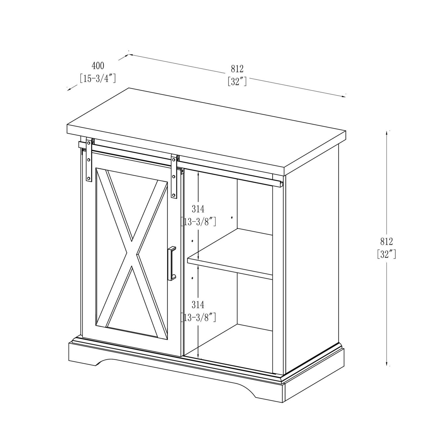 Walker Edison Sliding Barn Door Accent Cabinet, Grey Wash - Image 8