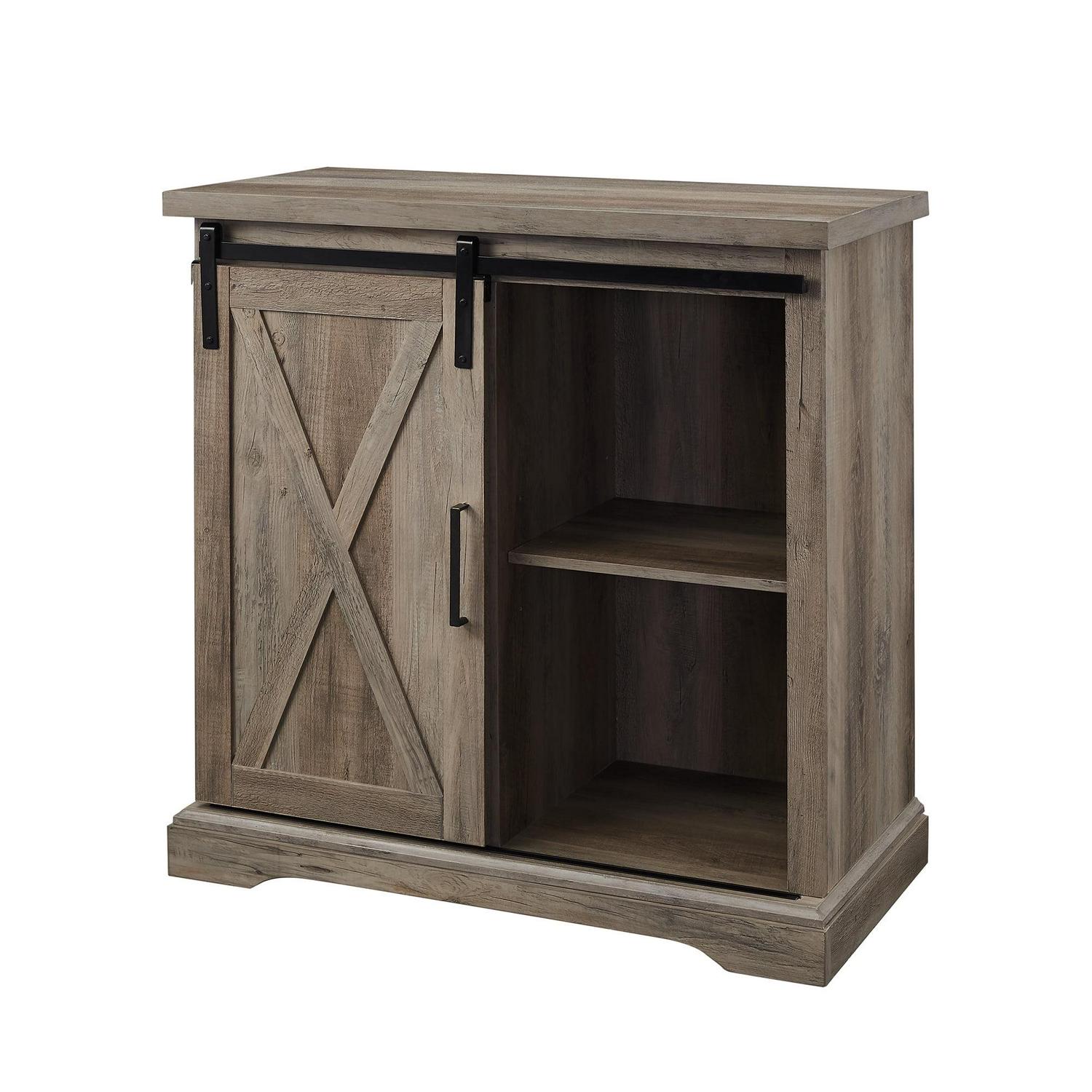 Walker Edison Sliding Barn Door Accent Cabinet, Grey Wash - Image 6