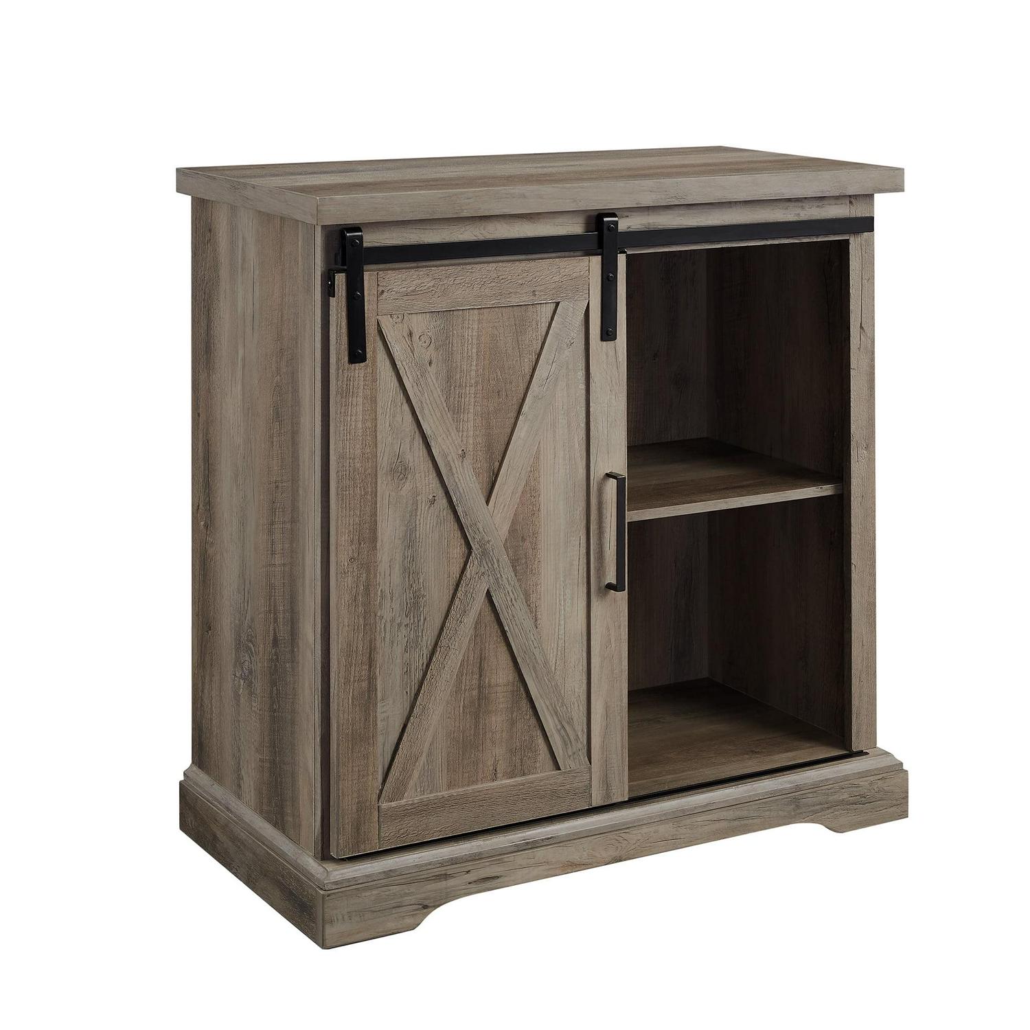 Walker Edison Sliding Barn Door Accent Cabinet, Grey Wash - Image 7
