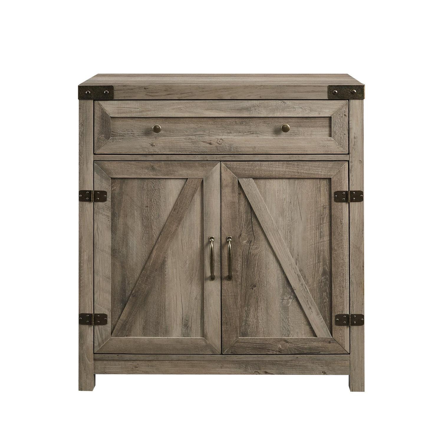 Walker Edison Sliding Barn Door Accent Cabinet, Grey Wash - Image 5