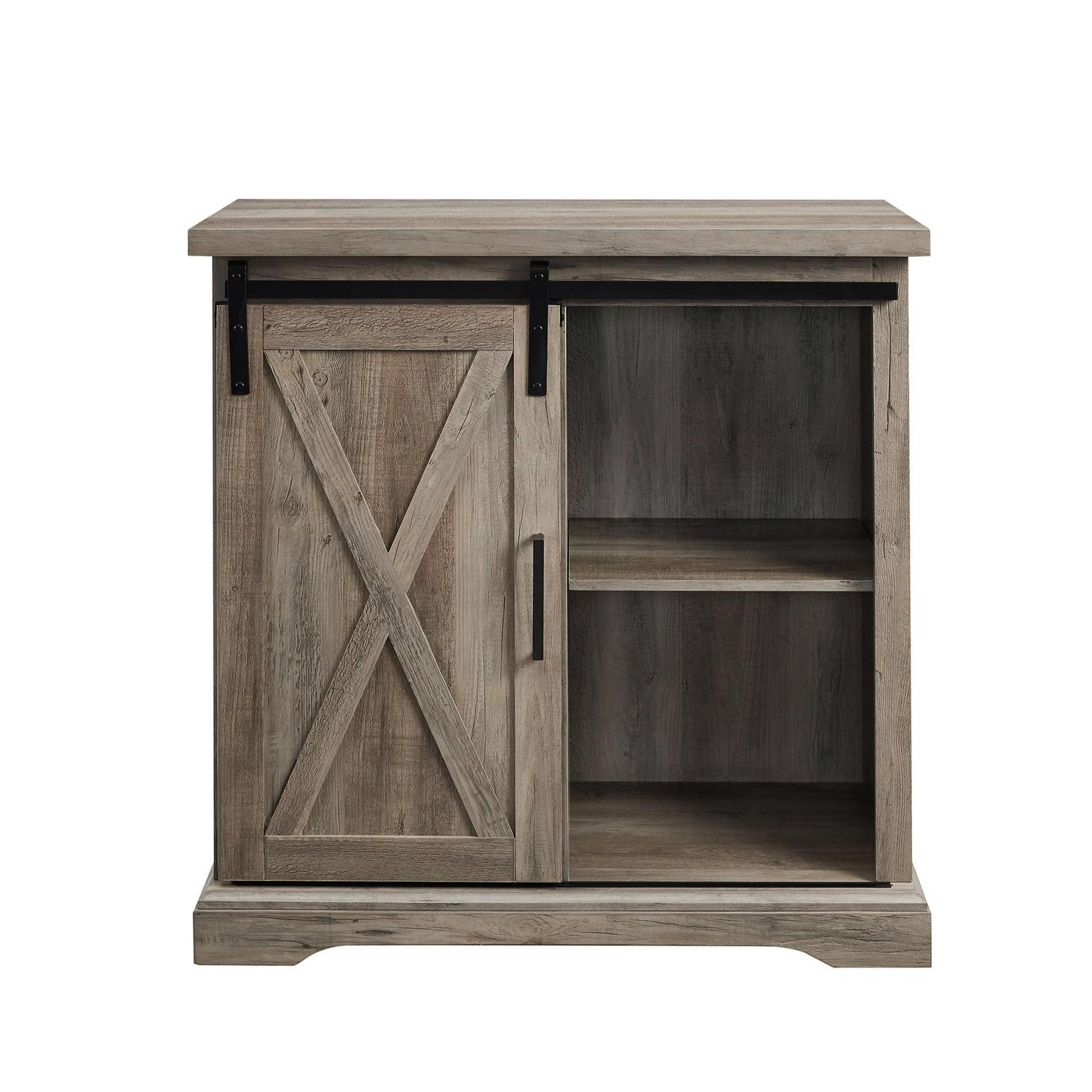 Walker Edison Sliding Barn Door Accent Cabinet, Grey Wash - Image 4