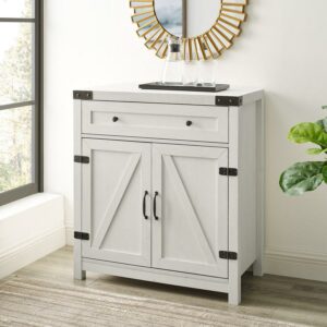 Walker Edison Modern Farmhouse 2 Barn Door Accent Cabinet, Brushed White