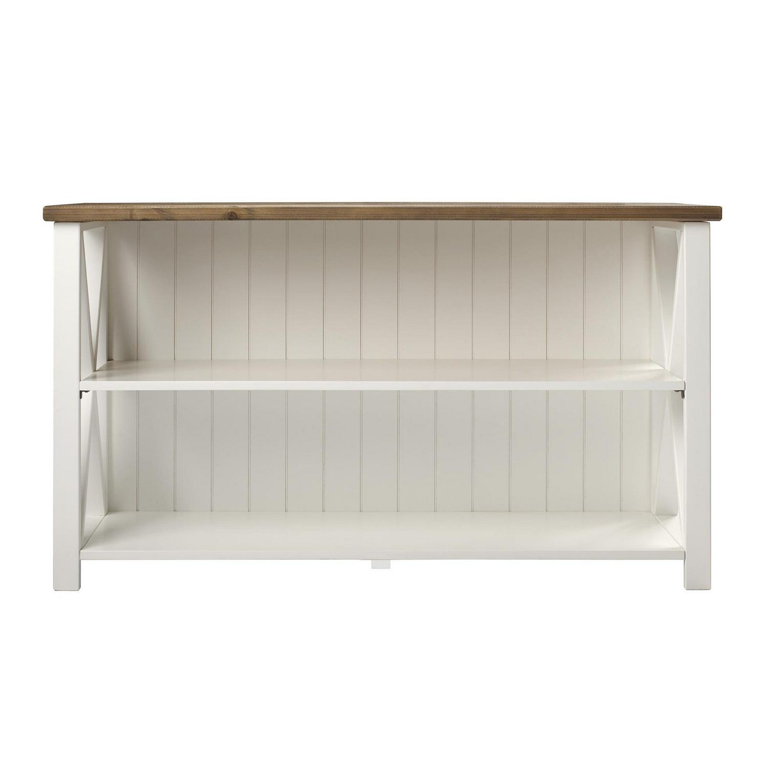 Walker Edison Modern Farmhouse Solid Wood Storage Console Table, White/Reclaimed Barnwood - Image 9