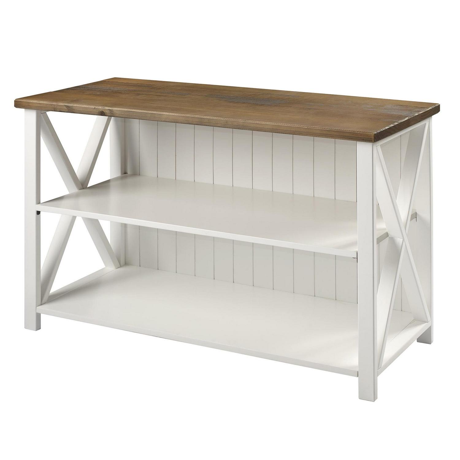 Walker Edison Modern Farmhouse Solid Wood Storage Console Table, White/Reclaimed Barnwood - Image 11