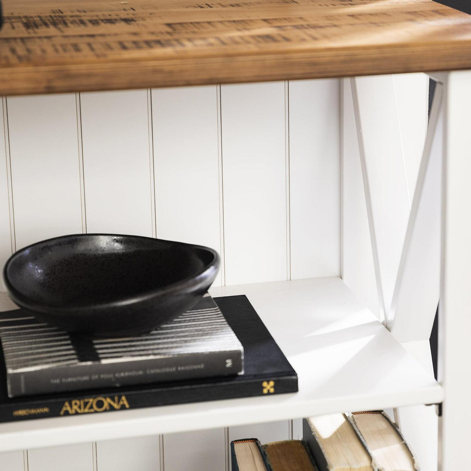 Walker Edison Modern Farmhouse Solid Wood Storage Console Table, White/Reclaimed Barnwood - Image 5