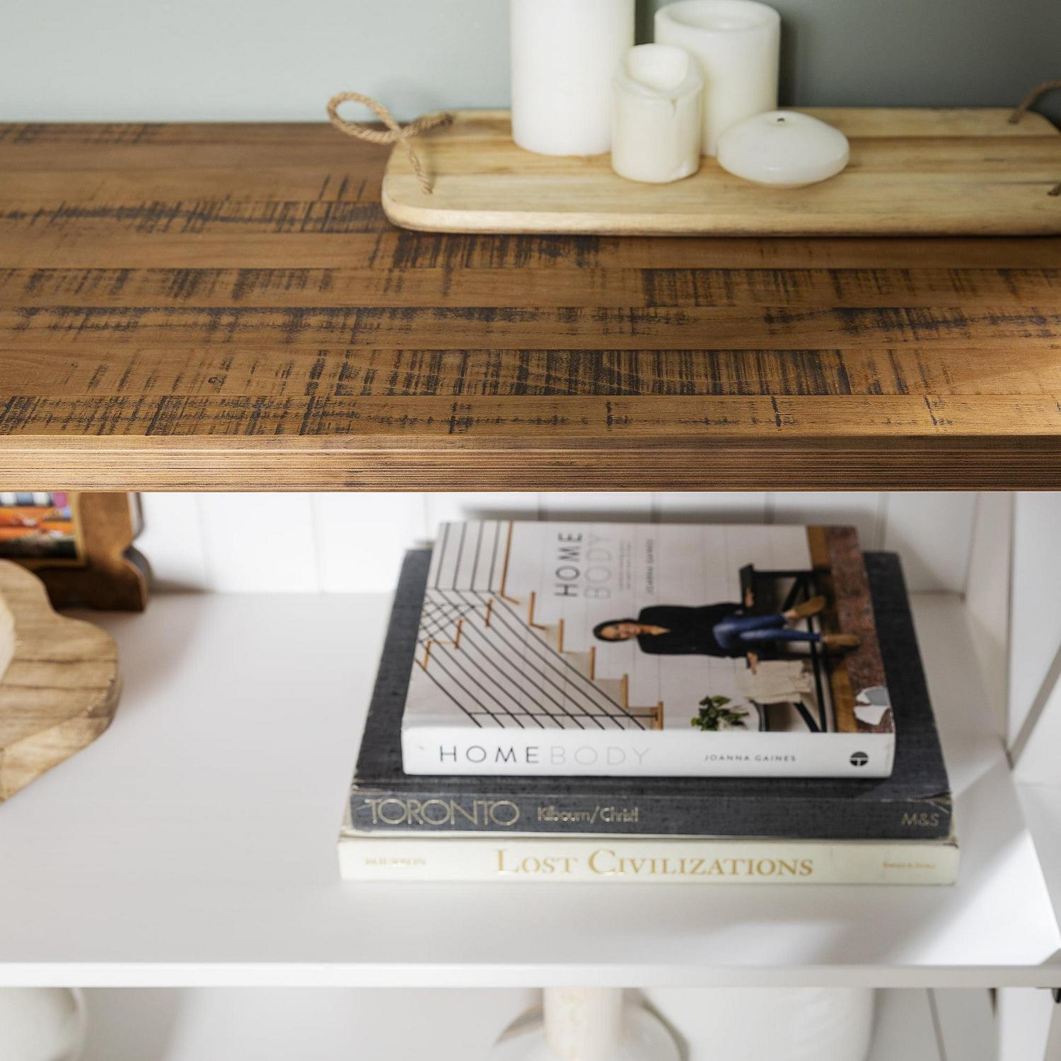 Walker Edison Modern Farmhouse Solid Wood Storage Console Table, White/Reclaimed Barnwood - Image 8