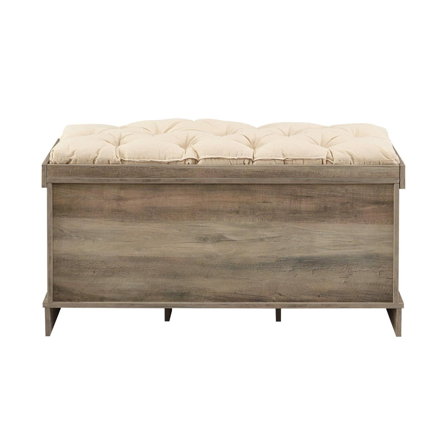 Walker Edison Storage & Tufted Bench, Grey Wash - Image 5