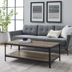 Woven Paths Wilson Angle Iron Rustic Coffee Table, Grey Wash