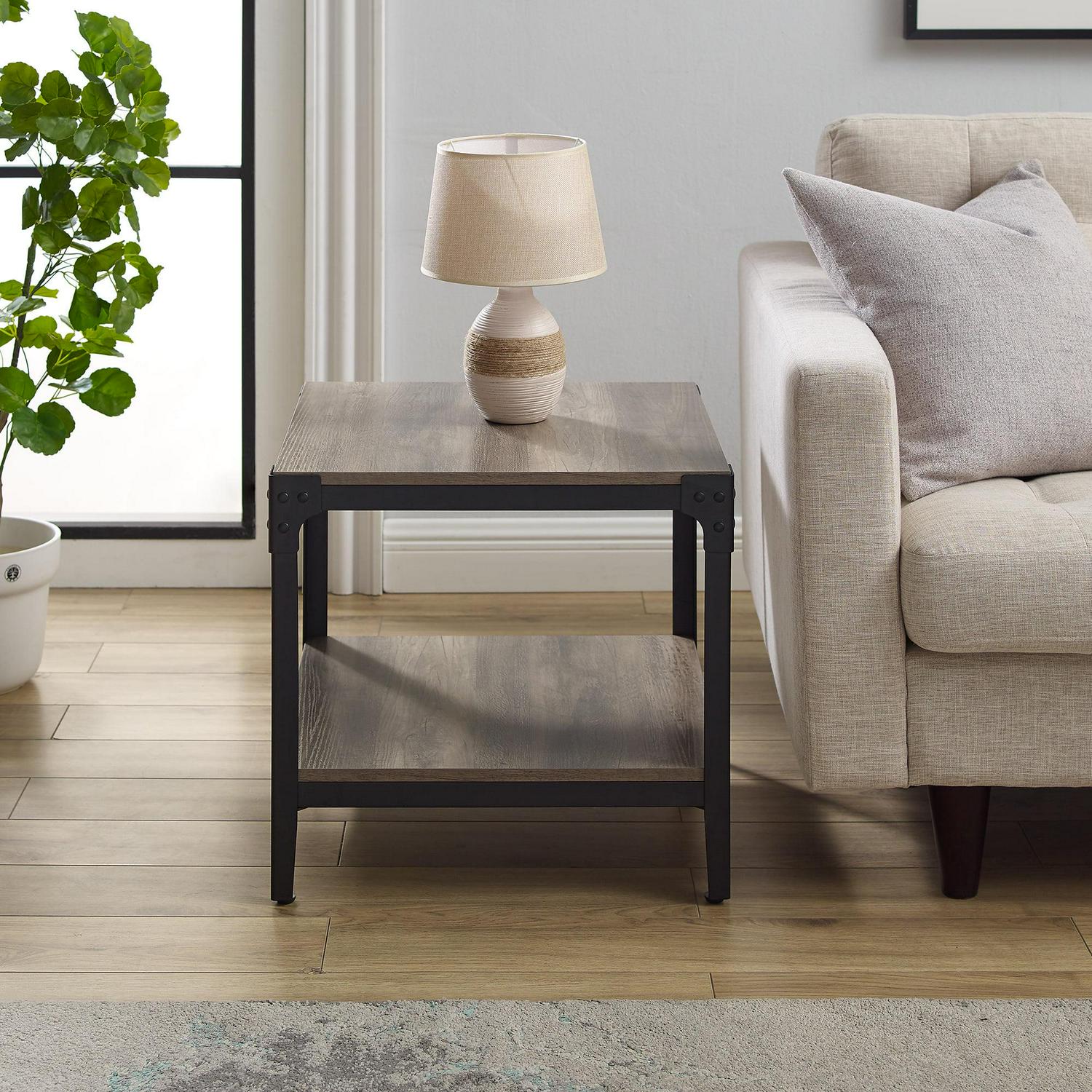 Walker Edison Wilson Riveted End Tables, Grey Wash, Set of 2 - Image 3