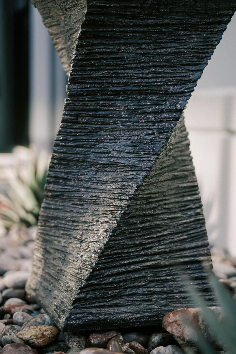 XBrand Modern Zen Ball Water Fountain, Curved Swirl Sphere Indoor Outdoor Decor, 30 Inch Tall, Black - Image 4