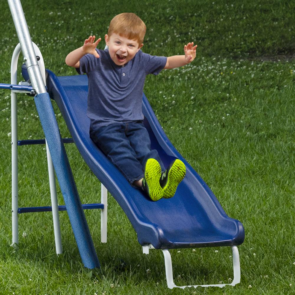 XDP Recreation Firefly Metal Frame Swing Set with 2 Firefly™-LED Swing Seats, Super Disc Swing, & Wave Slide - Image 8