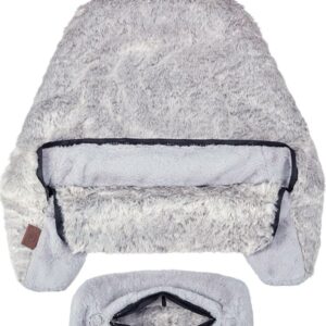 XXL Husband Pillow Cover Only - Rare Baby Arctic Grey Wolf Fur Backrest Pillowcase Set, Two-tone Reversible Double Sided Fabulous Faux Fur Reading & Bed Rest , Thick Zippers, 2 Sided Solid Neck Rolls
