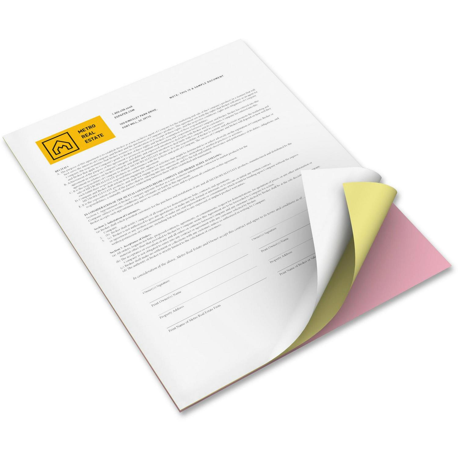 Revolution Carbonless 3-Part Paper, 8.5 x 11, White/Canary/Pink, 5, 000/Carton - Image 4