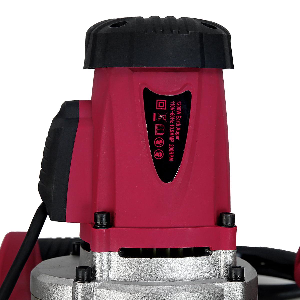 XtremepowerUS 1200W 1.6HP Electric Post Auger Digger Plant Soil Digging Post Hole Digger, with 4" Auger Bit Set - Image 4