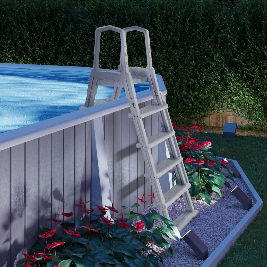 XtremepowerUS Above Ground Pool Ladder Incline Step for 52 Inch Pools, Adjustable In-Pool Ladder - Image 2