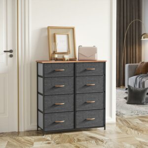 YITAHOME 8 Drawer Fabric Dresser for Closets, Bedrooms, Dorm Rooms, Bathrooms, Cool Gray