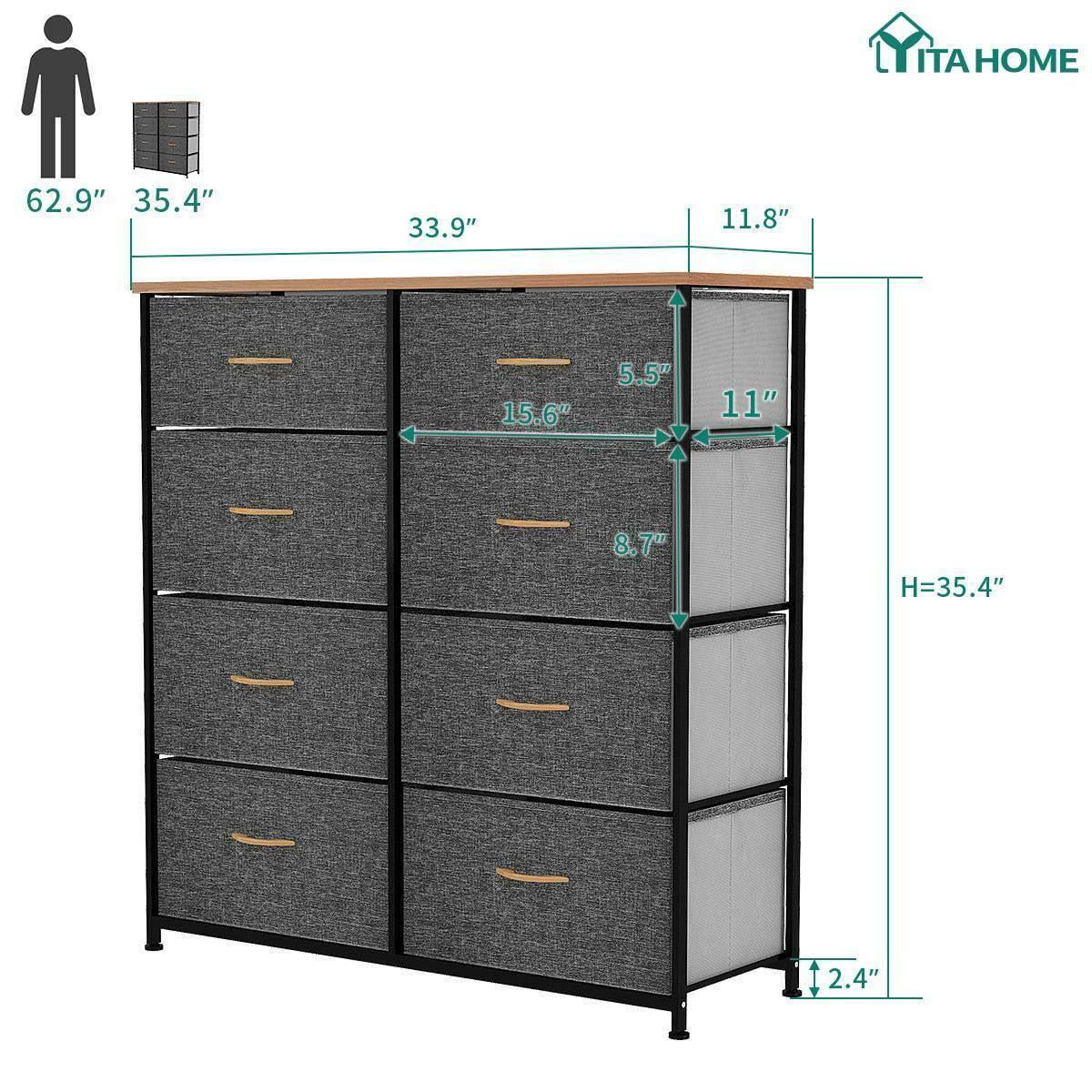 YITAHOME 8 Drawer Fabric Dresser for Closets, Bedrooms, Dorm Rooms, Bathrooms, Cool Gray - Image 6