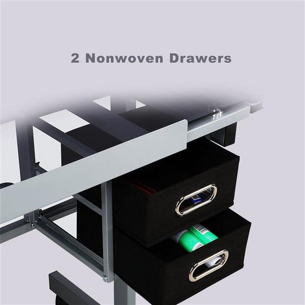 Renwick Adjustable Drafting Drawing Desk Tempered Glass Top, Silver - Image 11