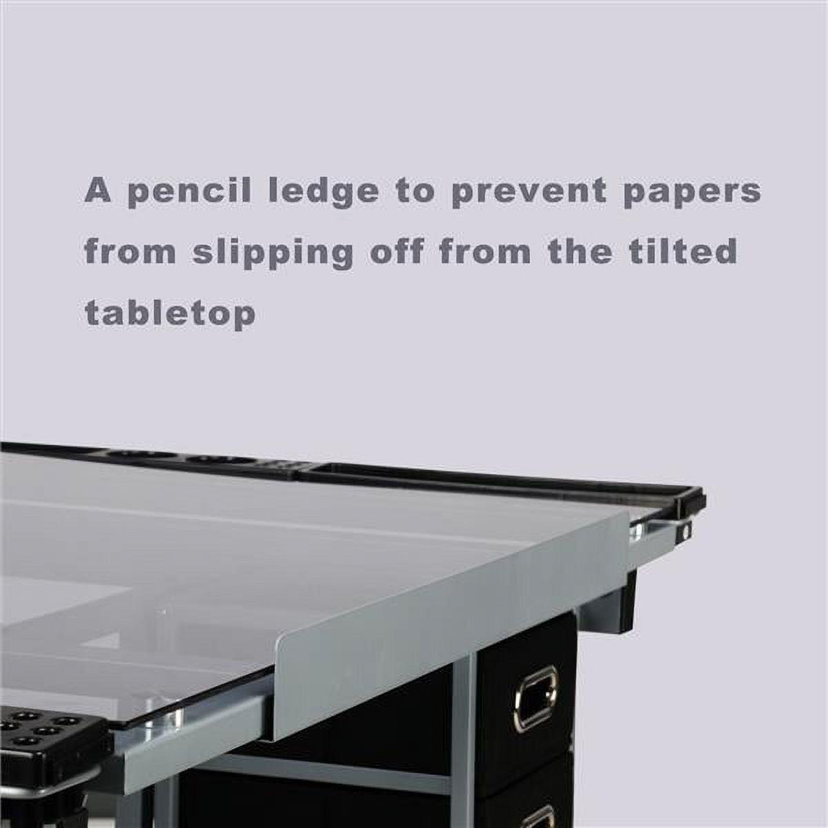 Renwick Adjustable Drafting Drawing Desk Tempered Glass Top, Silver - Image 9