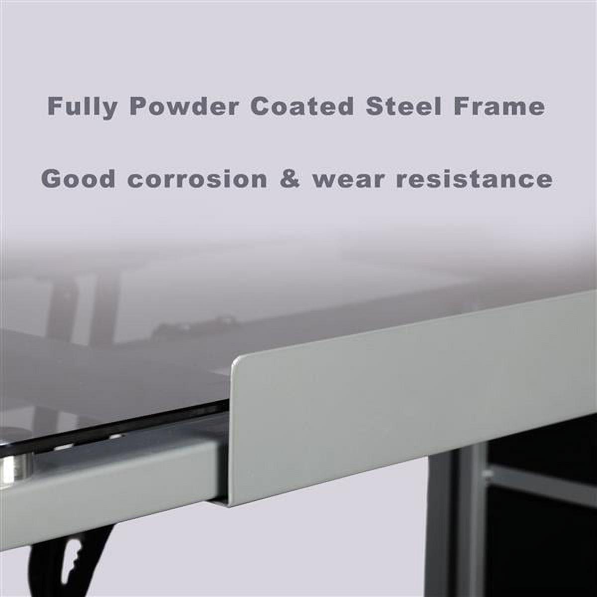 Renwick Adjustable Drafting Drawing Desk Tempered Glass Top, Silver - Image 12