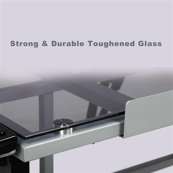 Renwick Adjustable Drafting Drawing Desk Tempered Glass Top, Silver - Image 7